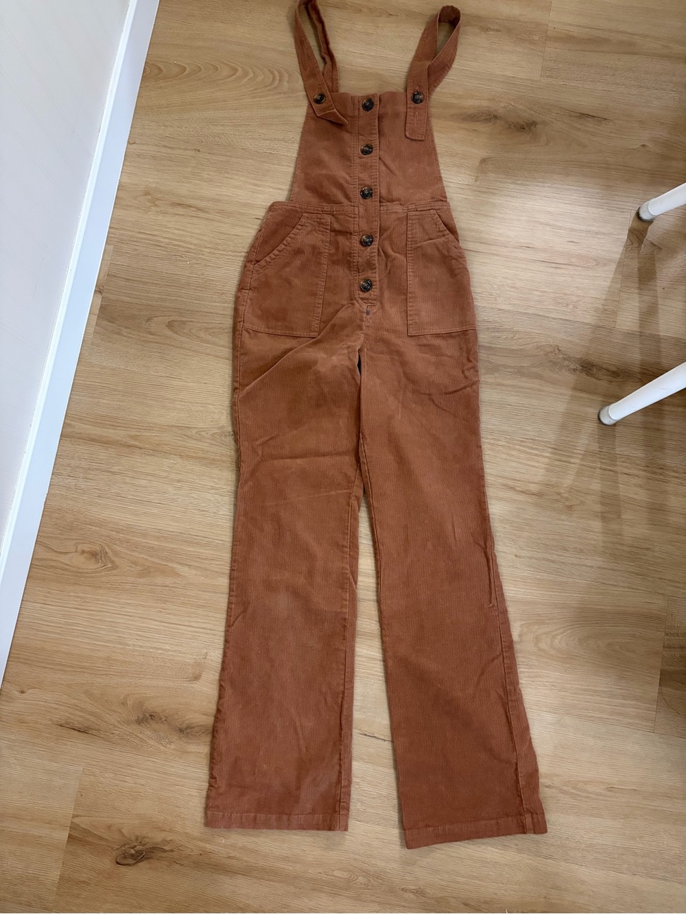 Forever 21 Corduroy Button-Front Jumpsuit in Rust